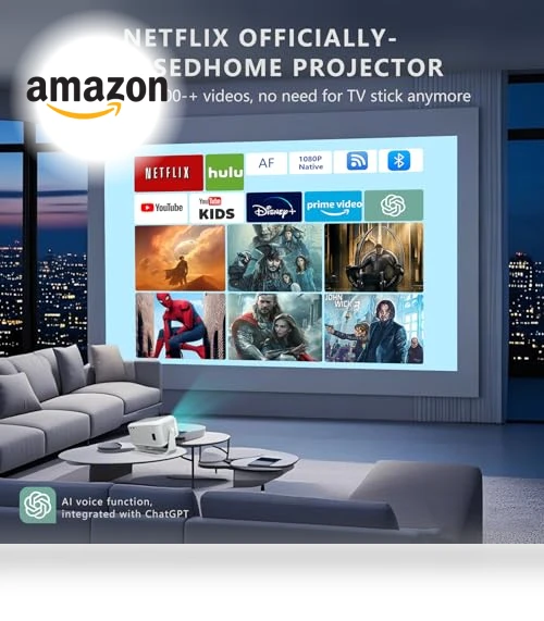 4K Smart Projector with WiFi and Bluetooth — Home Theater Projectors, NRKDUBQ