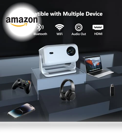4K Smart Projector with WiFi and Bluetooth — Home Theater Projectors, NRKDUBQ