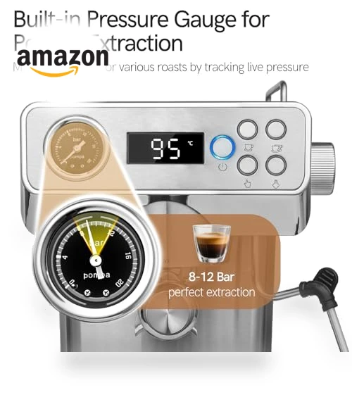 Espresso Coffee Machine with Milk Frother & Temp Display — Coffee & Espresso Combos, ChefAidPower