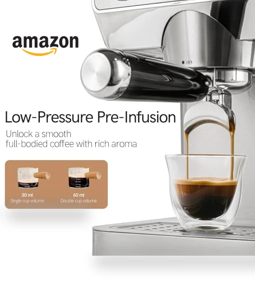 Espresso Coffee Machine with Milk Frother & Temp Display — Coffee & Espresso Combos, ChefAidPower