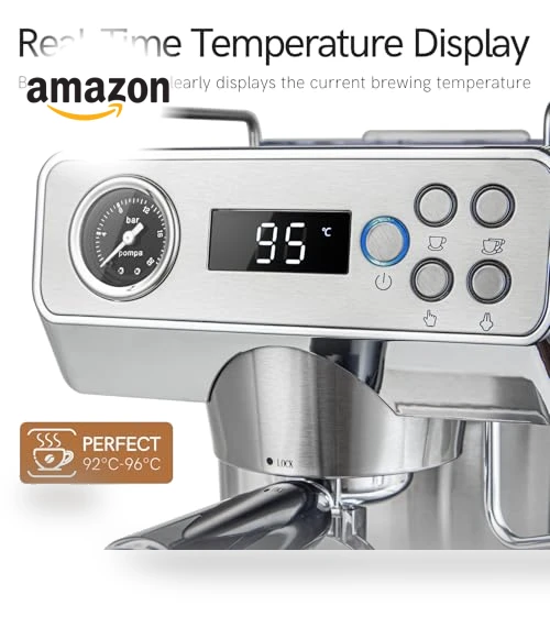 Espresso Coffee Machine with Milk Frother & Temp Display — Coffee & Espresso Combos, ChefAidPower