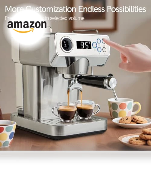Espresso Coffee Machine with Milk Frother & Temp Display — Coffee & Espresso Combos, ChefAidPower