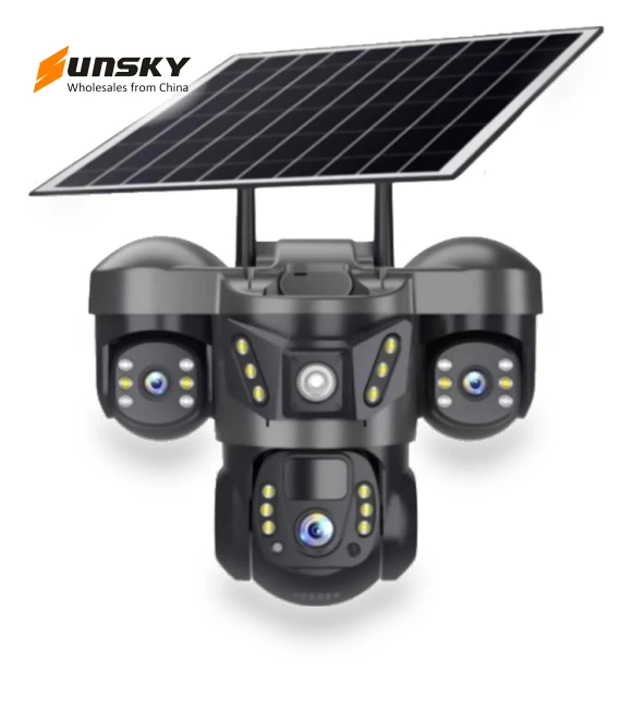 Multi-lens Panoramic Solar Surveillance PTZ Dome Camera — Outdoor Security Cameras, VTS29