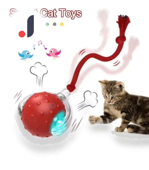 Automatic Smart Cat Toys Fast Rolling Imitate Mouse Tail Dog Cat Training Ball with Bird Sounds Indoor Playing — Cat Playthings, DC-HOME-4
