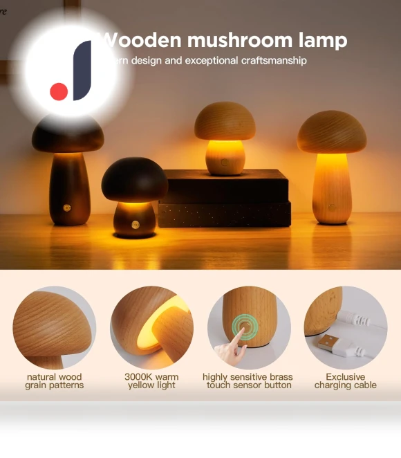 Wooden Mushroom LED Light — Night Lights, Good Household Items