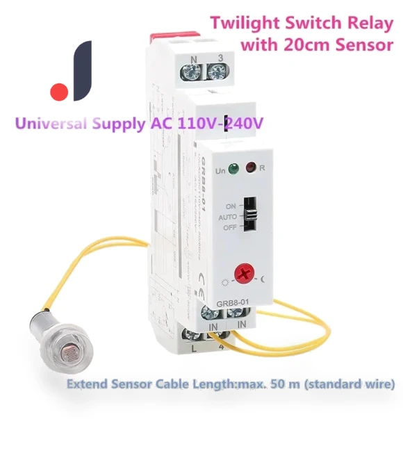 Din Rail Twilight Switch Photoelectric Timer Light Sensor Relay — , GRB8