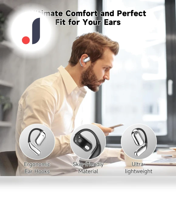 Intelligent Touch Screen Open Ear Bluetooth Headphones — Over-Ear Headphones