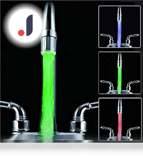 LED Light Changing Temperature Sensor Shower Stream Water Faucet Tap — Tap Lights