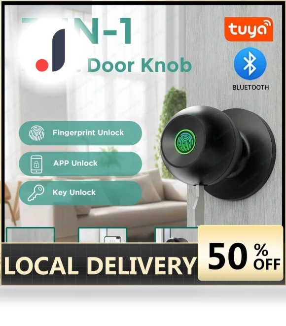 Smart Cylindrical Automatic Digital Lock with Handle — Smart Home Security, The Romantics