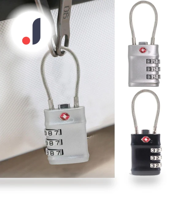 Portable Smart Combination Lock Padlock with Steel Cable — Luggage Locks, SZmohan