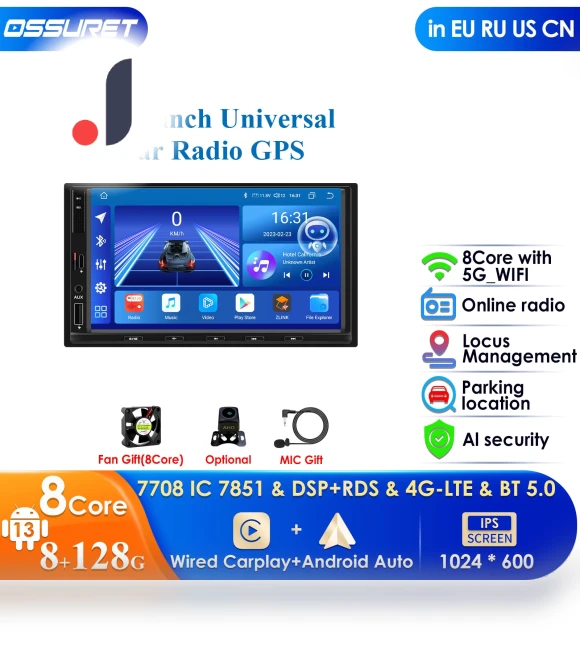 Android Car Stereo with GPS and Carplay — Stereo Receivers, OSSURET