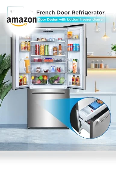French Door Refrigerator with Built-in Ice Maker — Cooling Solutions, BLACK+DECKER