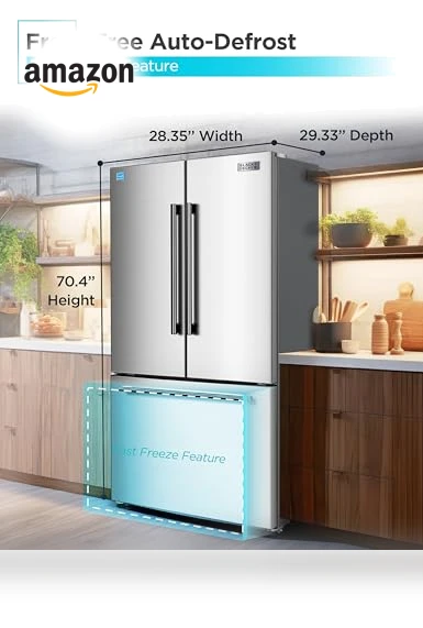French Door Refrigerator with Built-in Ice Maker — Cooling Solutions, BLACK+DECKER