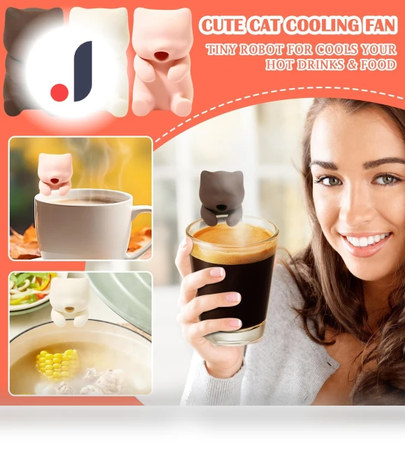 Portable Cartoon Cute Fan for Cooling Hot Drinks and Food — Drink Coolers, Fash