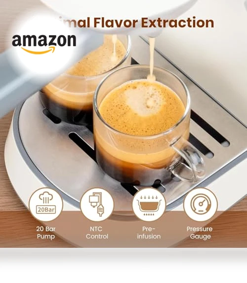 20 Bar Espresso Coffee Machine with Burr Grinder Set — Coffee & Espresso Combos, Gevi