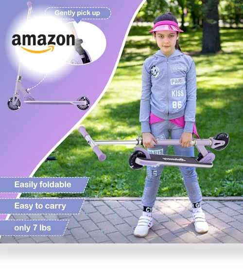 Foldable Kick Scooter with Light Up Wheels — Helmets, Rahmory