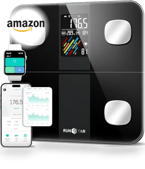 Smart Scale for Body Weight and Fat Percentage — Body Composition Analysis, runstar