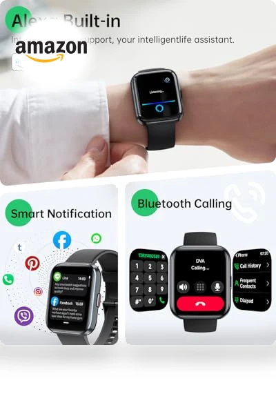 Smart Watch with Alexa, Health Monitoring, and Waterproof Design — Smartwatches, WMK