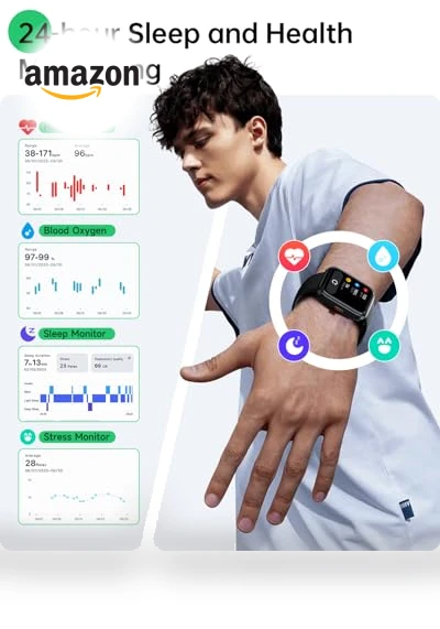 Smart Watch with Alexa, Health Monitoring, and Waterproof Design — Smartwatches, WMK