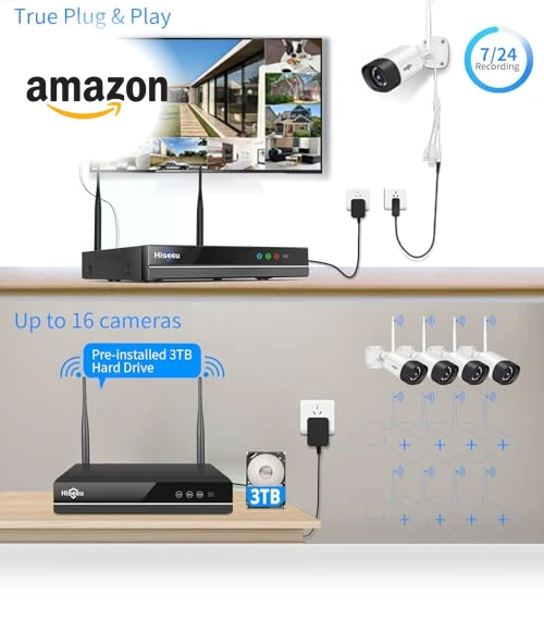 WiFi Security Camera System Outdoor — Smart Home Security, Hiseeu
