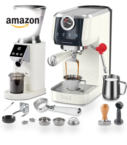 Espresso Machine with Grinder and Bottomless Portafilter Combo — Electric Blade Coffee Grinders, Tuni