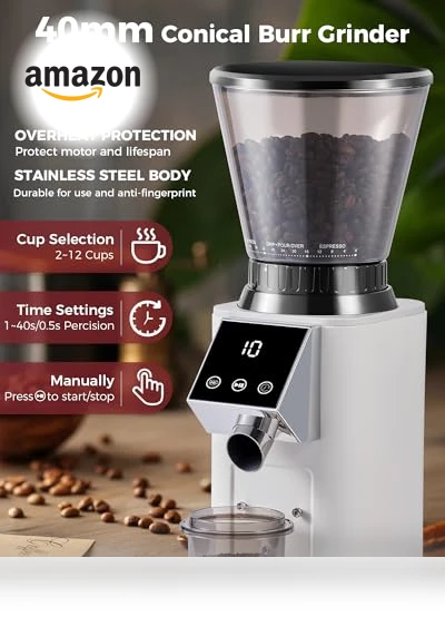 Espresso Machine with Grinder and Bottomless Portafilter Combo — Electric Blade Coffee Grinders, Tuni