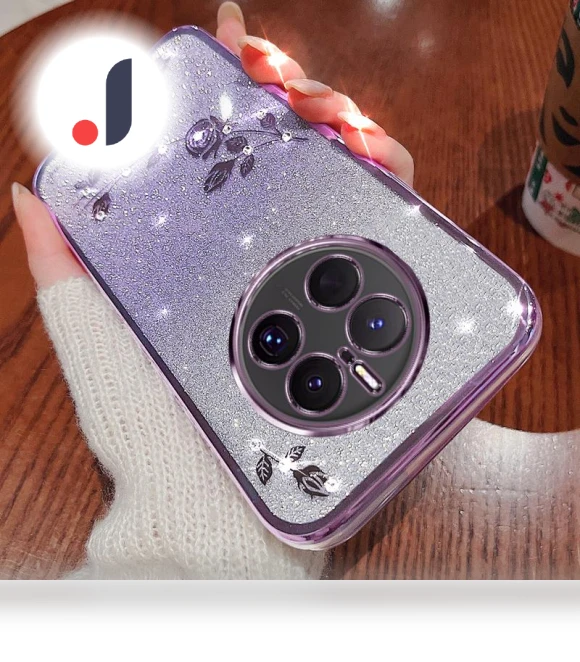 Flower Pattern Rhinestone Decor TPU Case — Phone Accessories, Smartwatch 2025