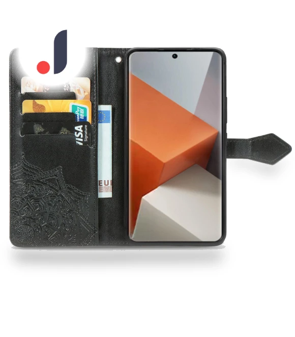 Mandala Leather Phone Cover with 3 Card Slots Wallet — Phone Accessories, Smartwatch 2025