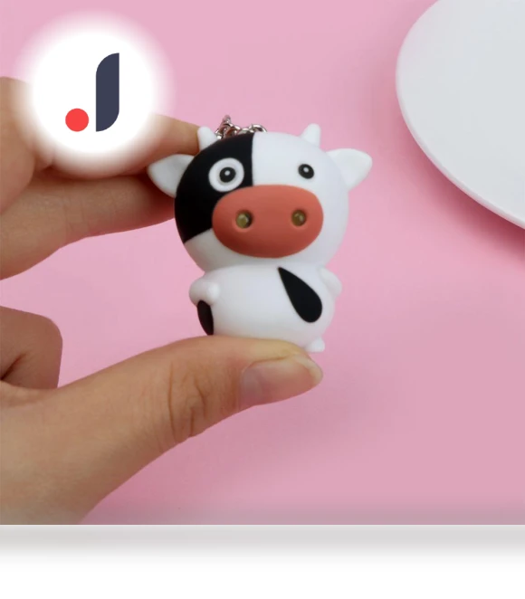 Mini Touch Design Cow Voice LED Fluorescent Keychain — Keychains, fujiannanandao