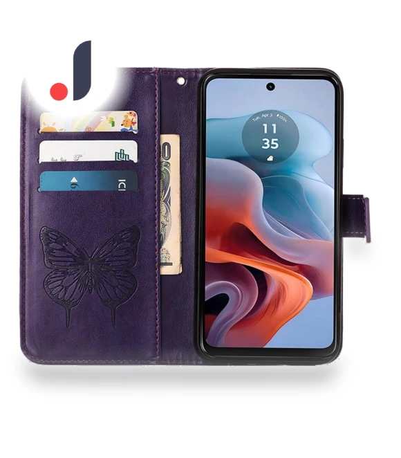 Wallet Case with Wrist Strap Butterfly Imprint Leather Phone Cover — Basic Cases, Smartwatch 2025