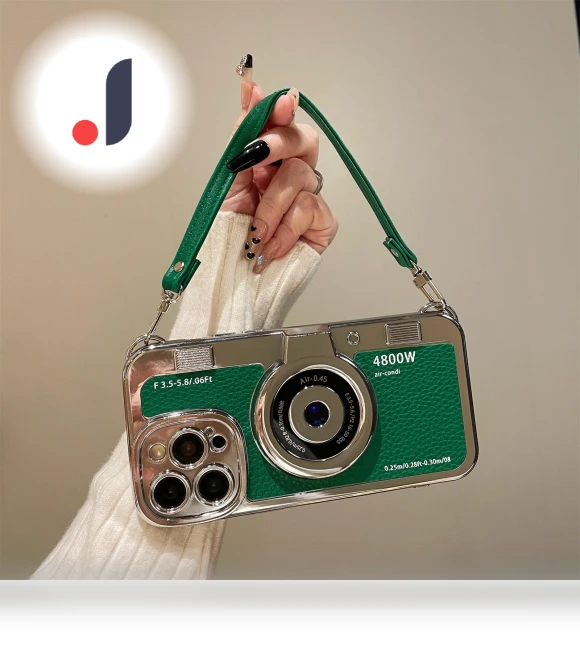 Camera Shaped Electroplating TPU Phone Cover with Wrist Strap — Phone Accessories, Smartwatch 2025