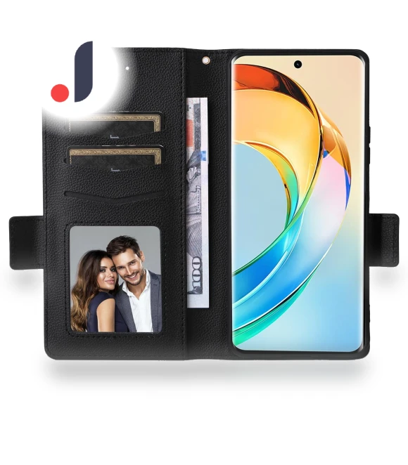 Case with Wrist Strap Litchi Texture PU Leather Wallet Phone Cover — Phone Accessories, Samrtwatch Bands Straps