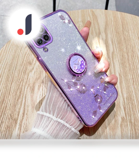 Flower Rhinestone Decor TPU Cover with Ring Kickstand — Back Covers, Smartwatch 2025