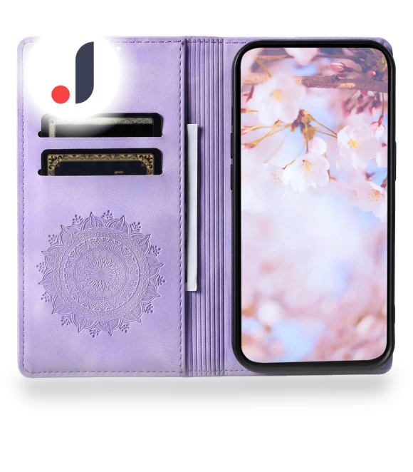 Imprinted Mandala Leather Magnetic Closure Phone Cover — Basic Cases, Smartwatch 2025