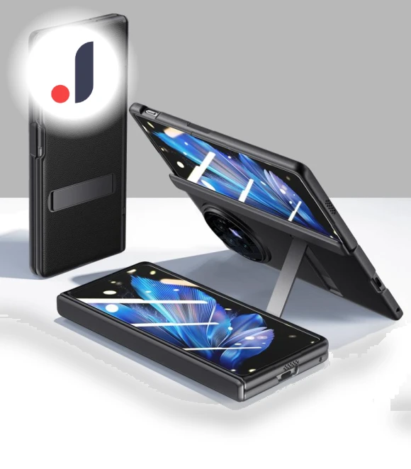 Leather Coated PC Magnetic Kickstand Phone Cover with HD Screen Film — Screen Protectors, Smartwatch 2025