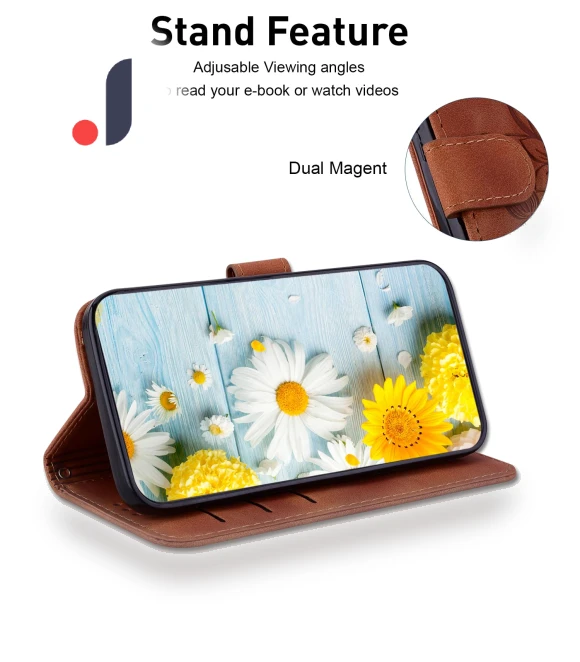 PU Leather Card Holder Flower Imprinted Phone Cover — Flip Cases, Smartwatch 2025
