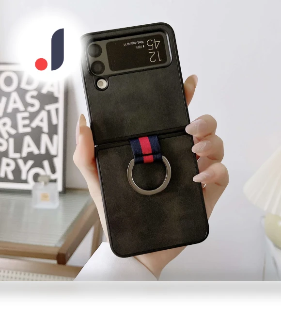 Textured PU Leather Coated PC Back Cover with Metal Ring Holder — Flip Cases, Smartwatch 2025
