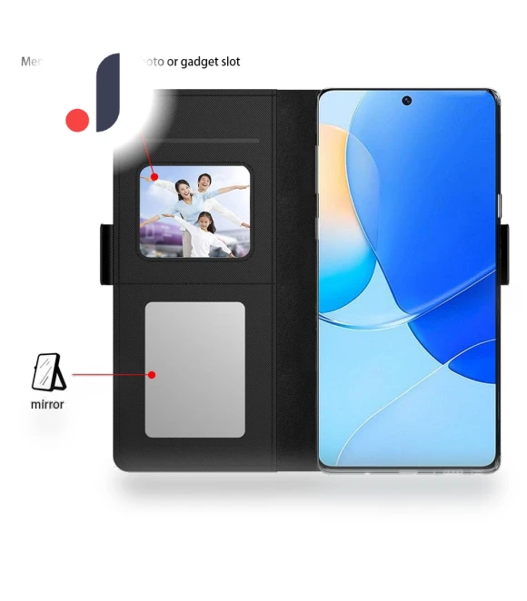 Case Mirror Design PU Leather Cover with Card Holder — Flip Cases, Smartwatch 2025