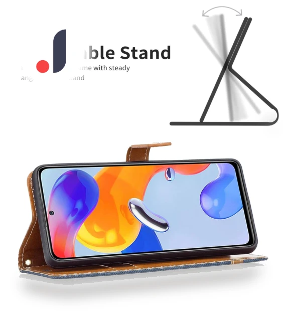 Jeans Cloth Texture Leather Wallet Mobile Cover with Stand — Phone Accessories, Smartwatch 2025