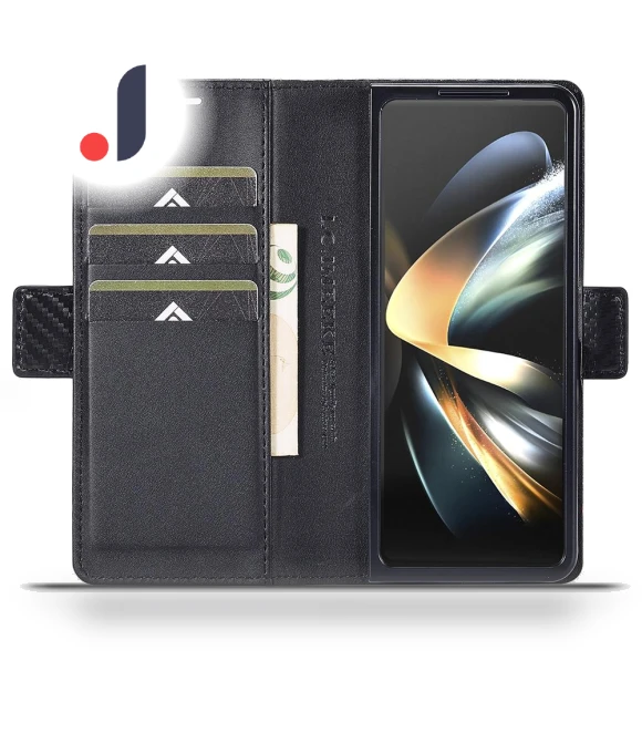 Leather Cover Carbon Fiber Texture Stand Wallet Case — Phone Accessories, Smartwatch 2025