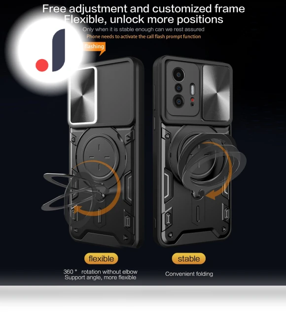 PC+TPU Cover with Slide Camera Lid Ring Kickstand Anti-drop Phone Case — Phone Accessories, Smartwatch 2025