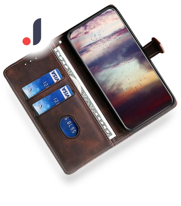 Skin-touch Leather Phone Cover with Wallet Stand — Basic Cases, Smartwatch 2025