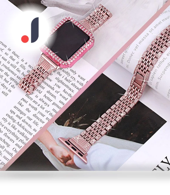 Stainless Steel Smart Watch Strap with Rhinestone Watch Case Protector — Bands, Smartwatch 2025