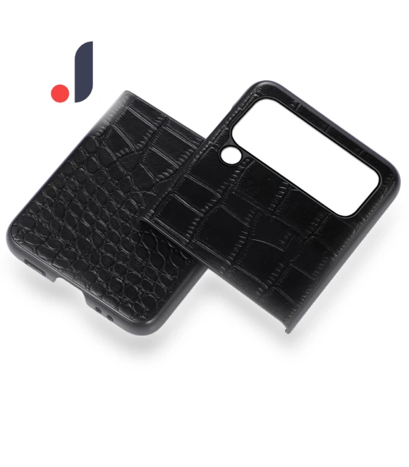 Wear-resistant Crocodile Texture Anti-fall Genuine Cowhide Leather Coated PC Phone Cover — Flip Cases, Smartwatch 2025