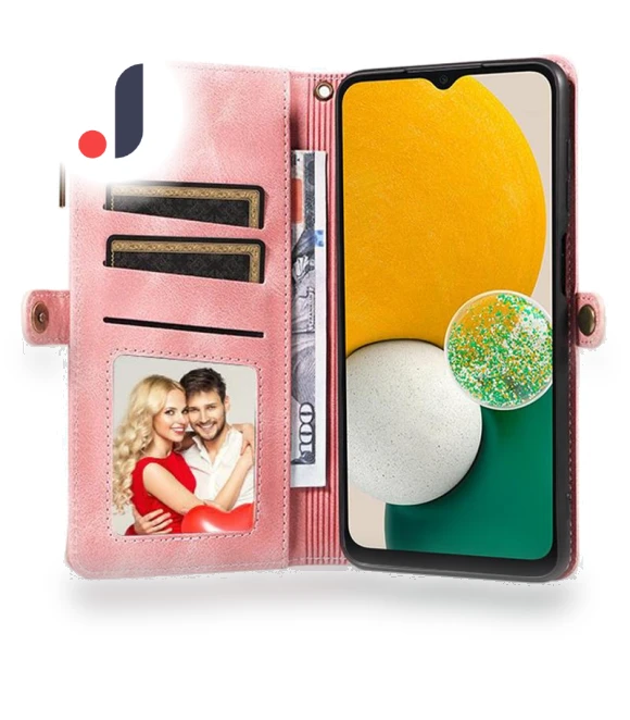 Zipper Pocket Wallet Stand Leather Phone Case with Strap — Phone Accessories, Smartwatch 2025