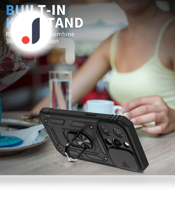 Built-in Kickstand Sliding Camera Cover Phone Case Protector with Card Slot — Screen Protectors, Smartwatch 2025