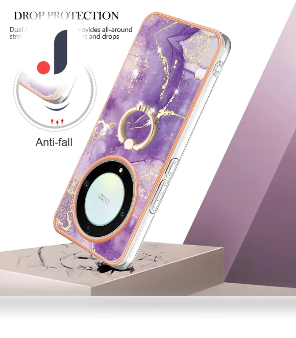 Case with Ring Kickstand Marble Pattern Electroplating TPU Back Cover — Smartwatch Protectors, Smartwatch 2025