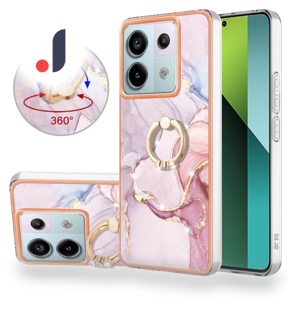 Case with Ring Kickstand Marble Pattern Electroplating TPU Back Cover — Phone Accessories, Smartwatch 2025