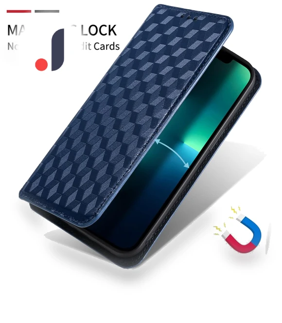 Full Protection TPU Phone Case with 3D Rhombus Design and Magnetic Closure — Protective Cases, Smartwatch 2025