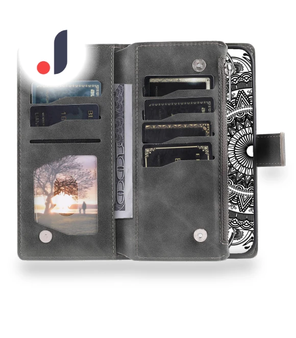 Mandala Flower Leather Flip Zipper Stand Phone Cover — Basic Cases, Smartwatch 2025